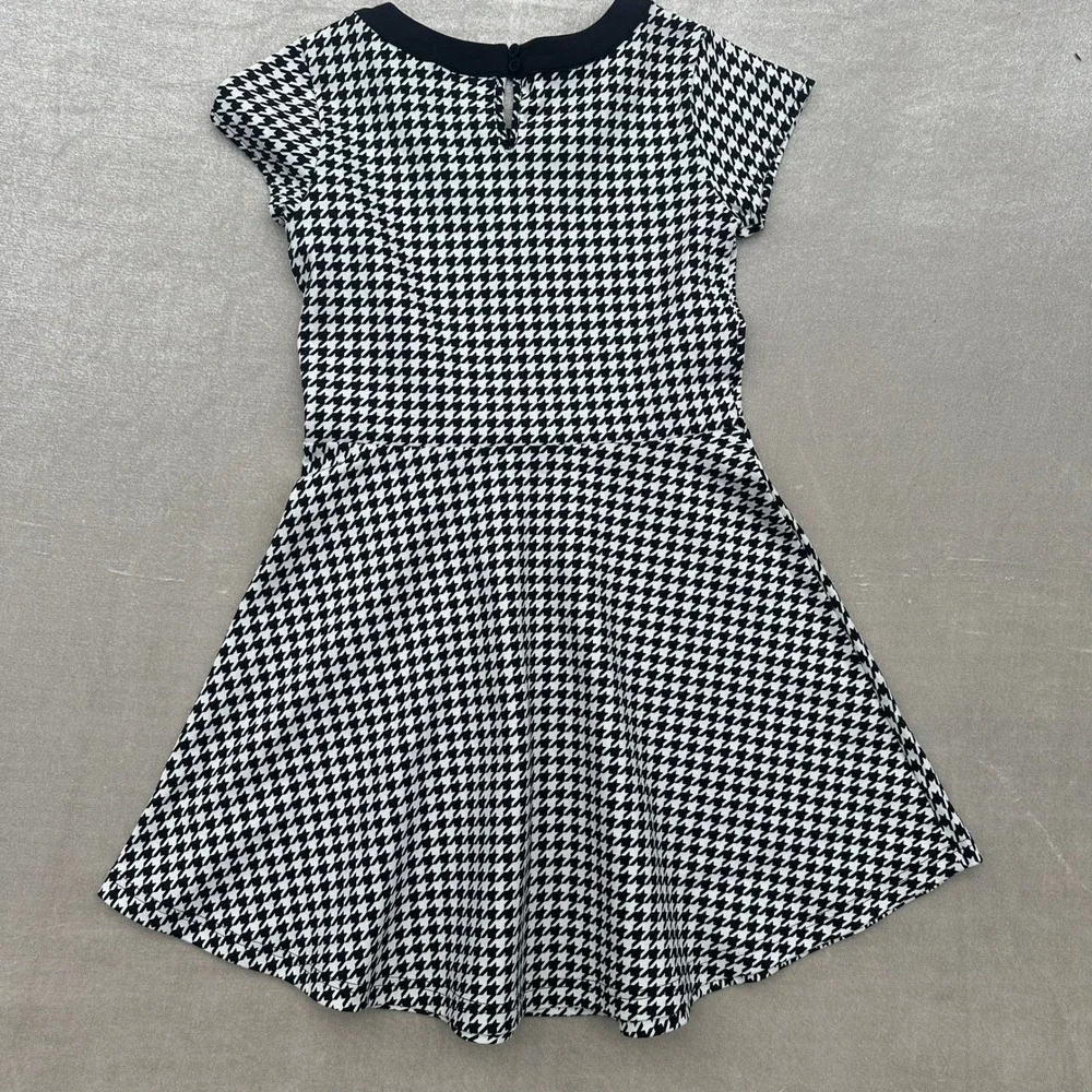 NWT The Children's Place Houndstooth Fit & Flare Dress Girls Size 10 Black White